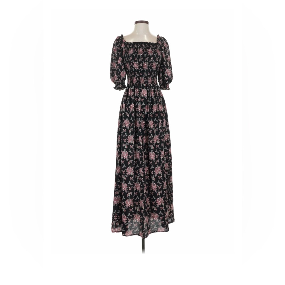 NWT Max Studio Floral Black and Pink Smocked Dress 👗